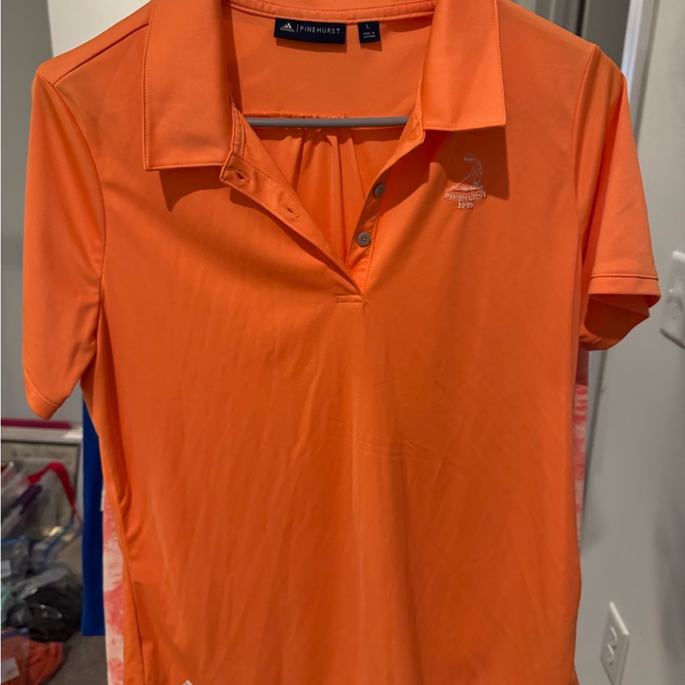 adidas Women's Bright Orange Button Down Shirt